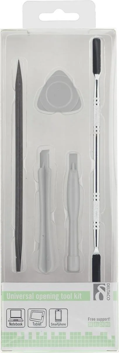 DELTACO VK-37 Universele gereedschapskit / openingskit voor tablets en smartphones, 5 stuks, zwart