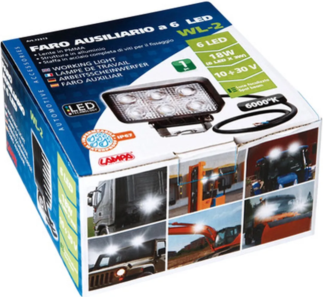 Lampa WL-2 Hulplamp 6000K 18W - Zwart