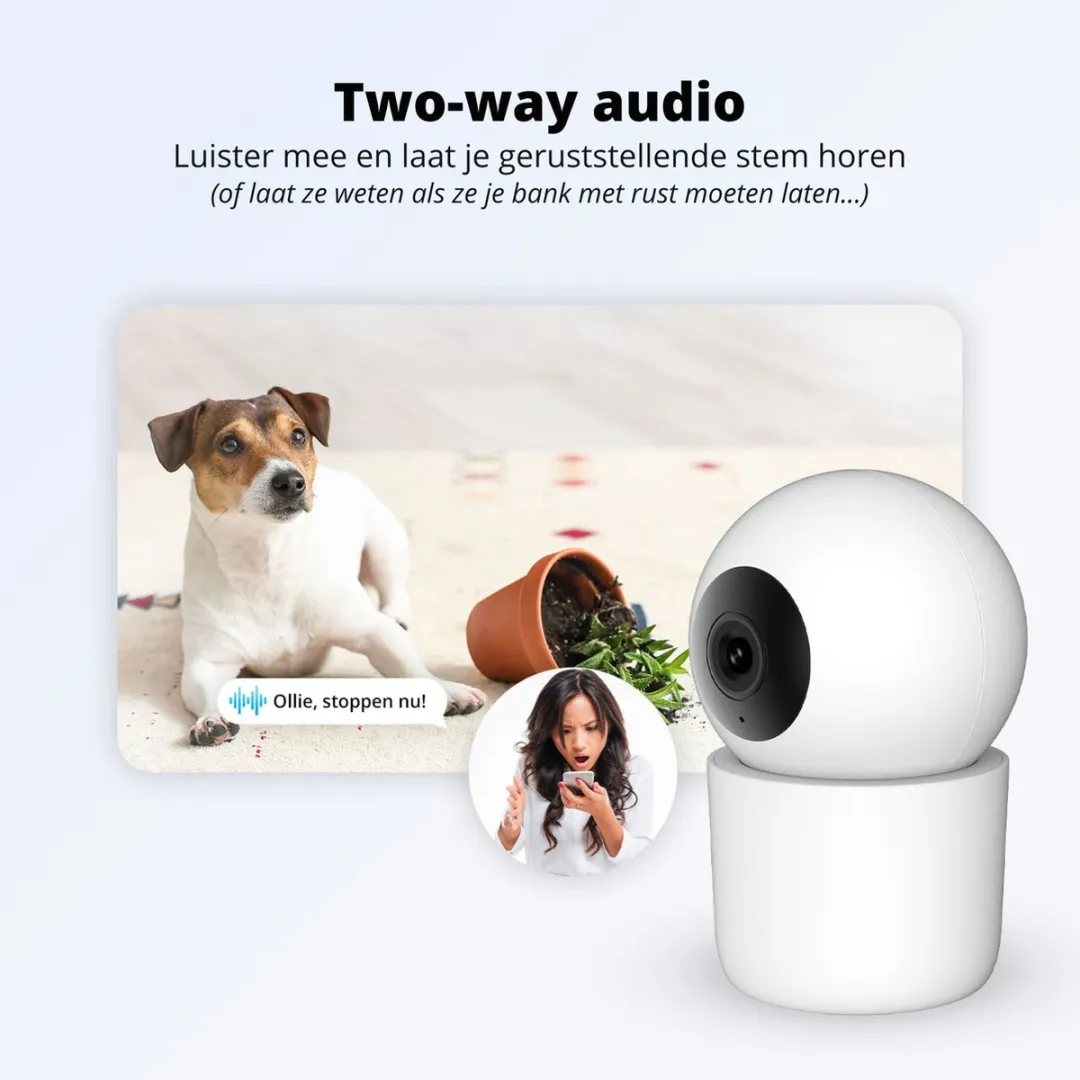 FlinQ Smart Huisdiercamera 2K - Hond/Kat Detectie - Wit