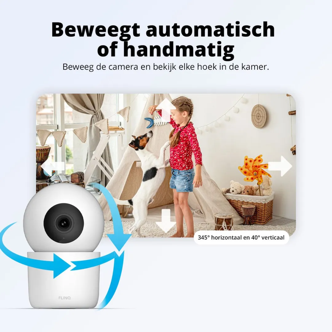 FlinQ Smart Huisdiercamera 2K - Hond/Kat Detectie - Wit