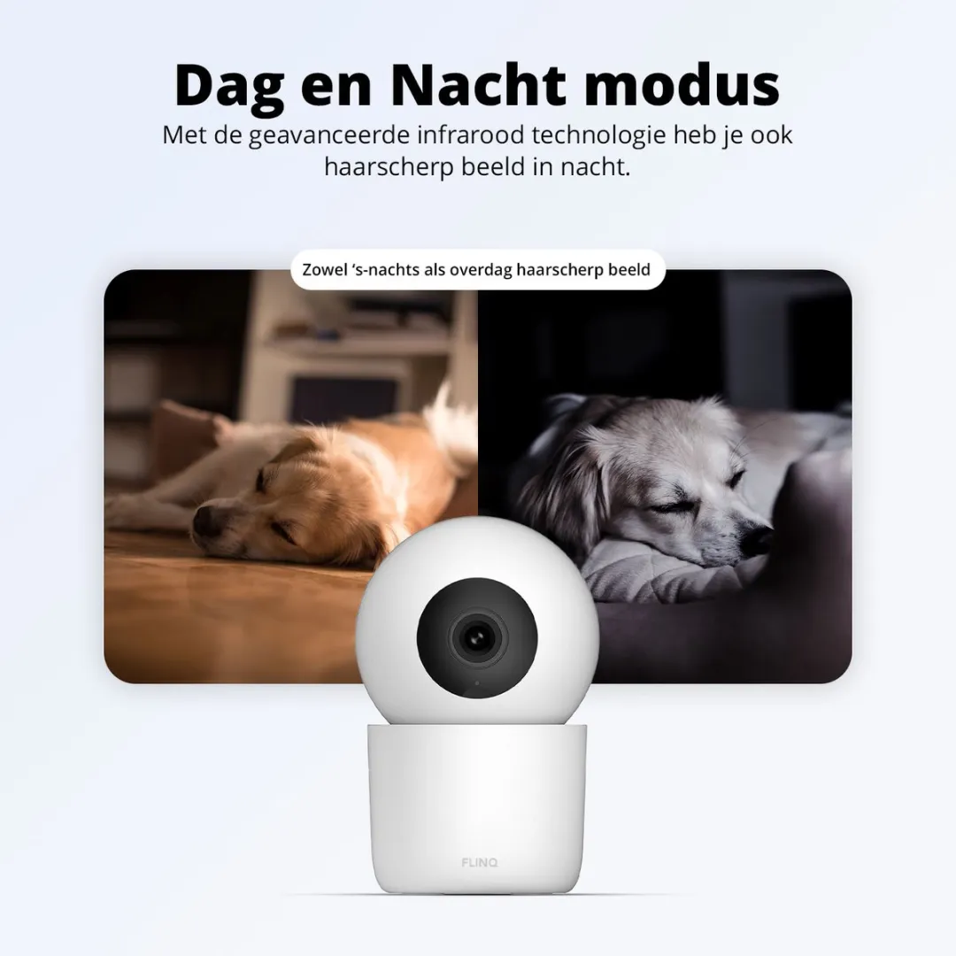 FlinQ Smart Huisdiercamera 2K - Hond/Kat Detectie - Wit