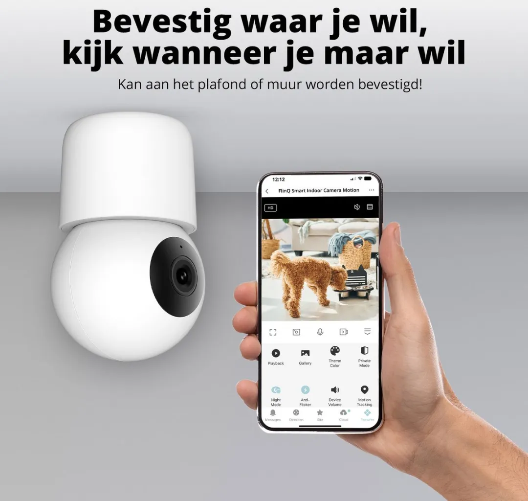 FlinQ Smart Huisdiercamera 2K - Hond/Kat Detectie - Wit