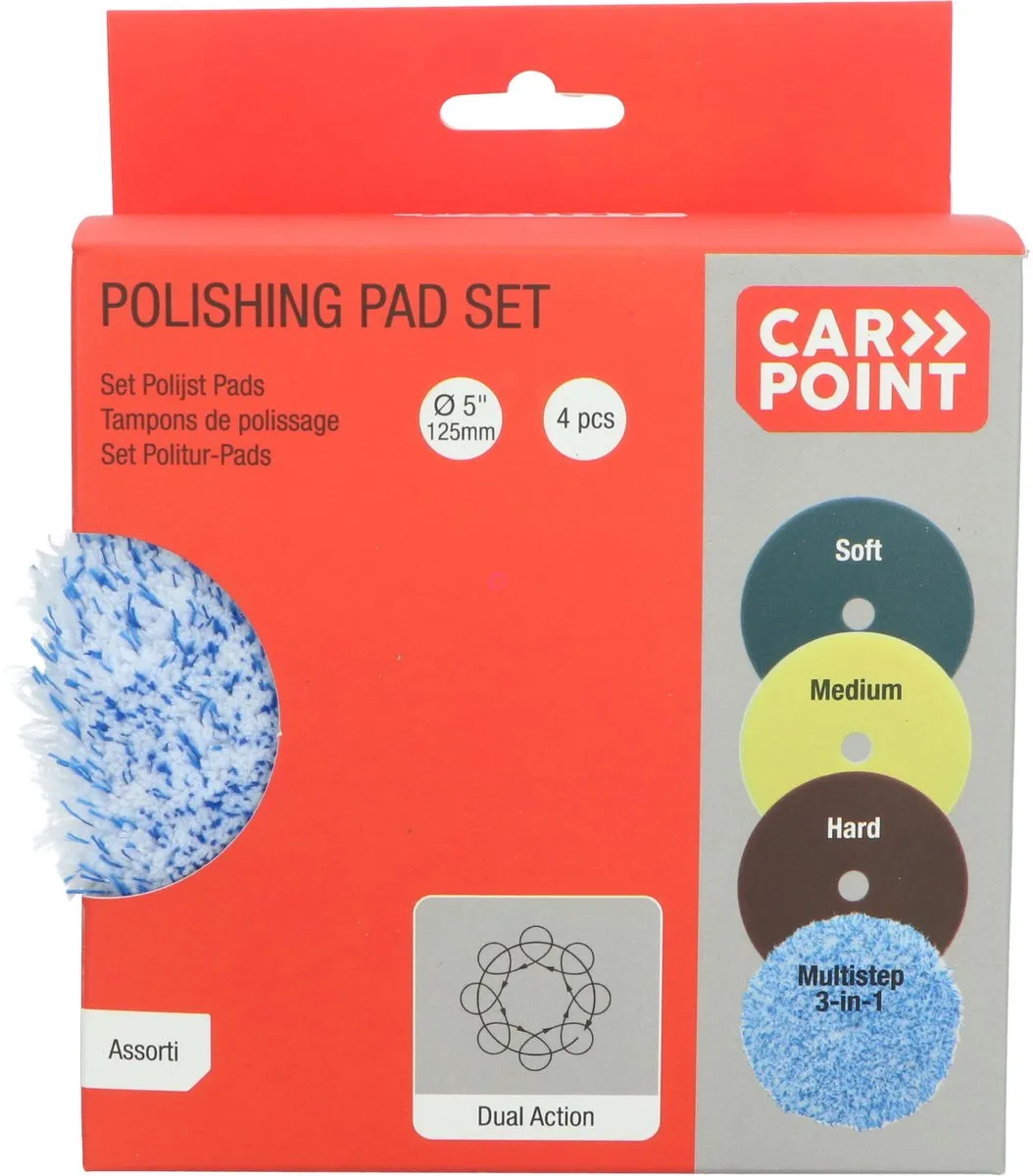 Carpoint Polijstpads Set 125mm - 4 Hardheden - 5"