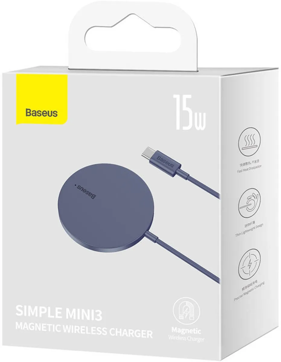 Baseus Simple Mini3 CCJJ040205 Draadloze Oplader 15W - Paars