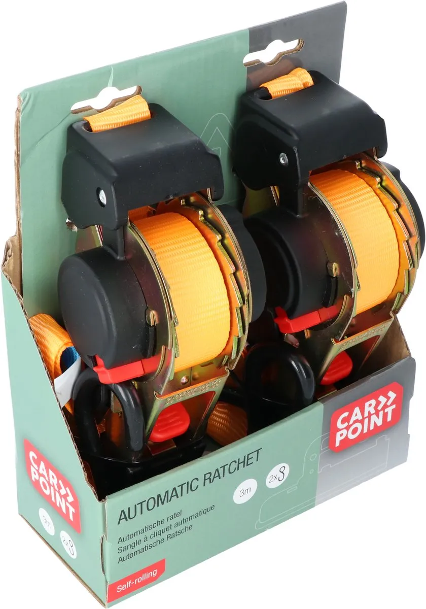 Carpoint Spanband Automatisch 3m - 25mm - 325kg - 2 Stuks - Oranje - afbeelding 6 van 6