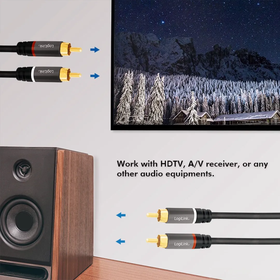 Logilink CA1203 Cinch Audio Kabel 1.5m - Zwart