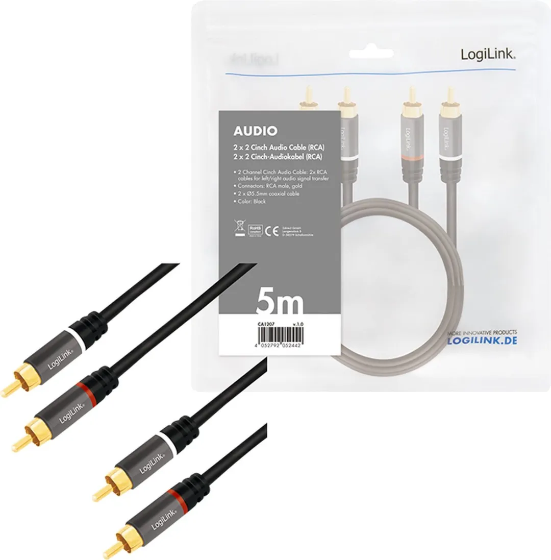 Logilink CA1207 Cinch Audio Kabel 5m - Zwart