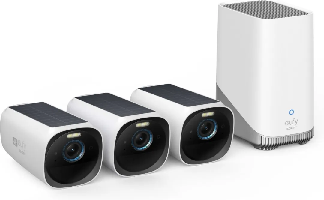 Eufy eufyCam 3 S330 Set - 3x Camera's + Homebase 3 - 4K - Zwart/Wit