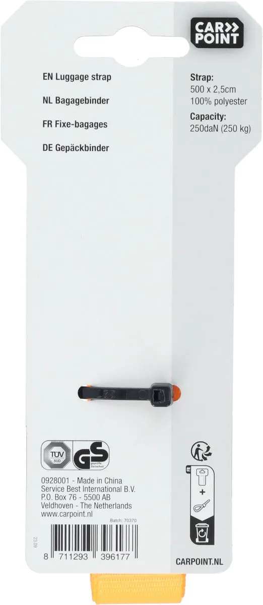 Carpoint Spanband met gesp 25mm 5m 250kg - Oranje