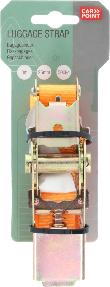 Carpoint Spanband met Ratel 3m - 500kg Oranje