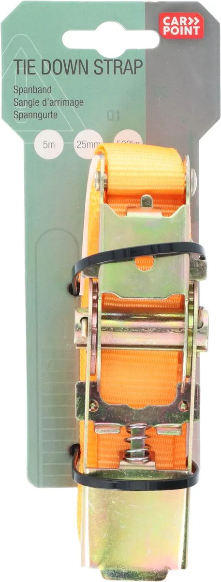 Carpoint Spanband met Ratel 5m - 500kg - Oranje