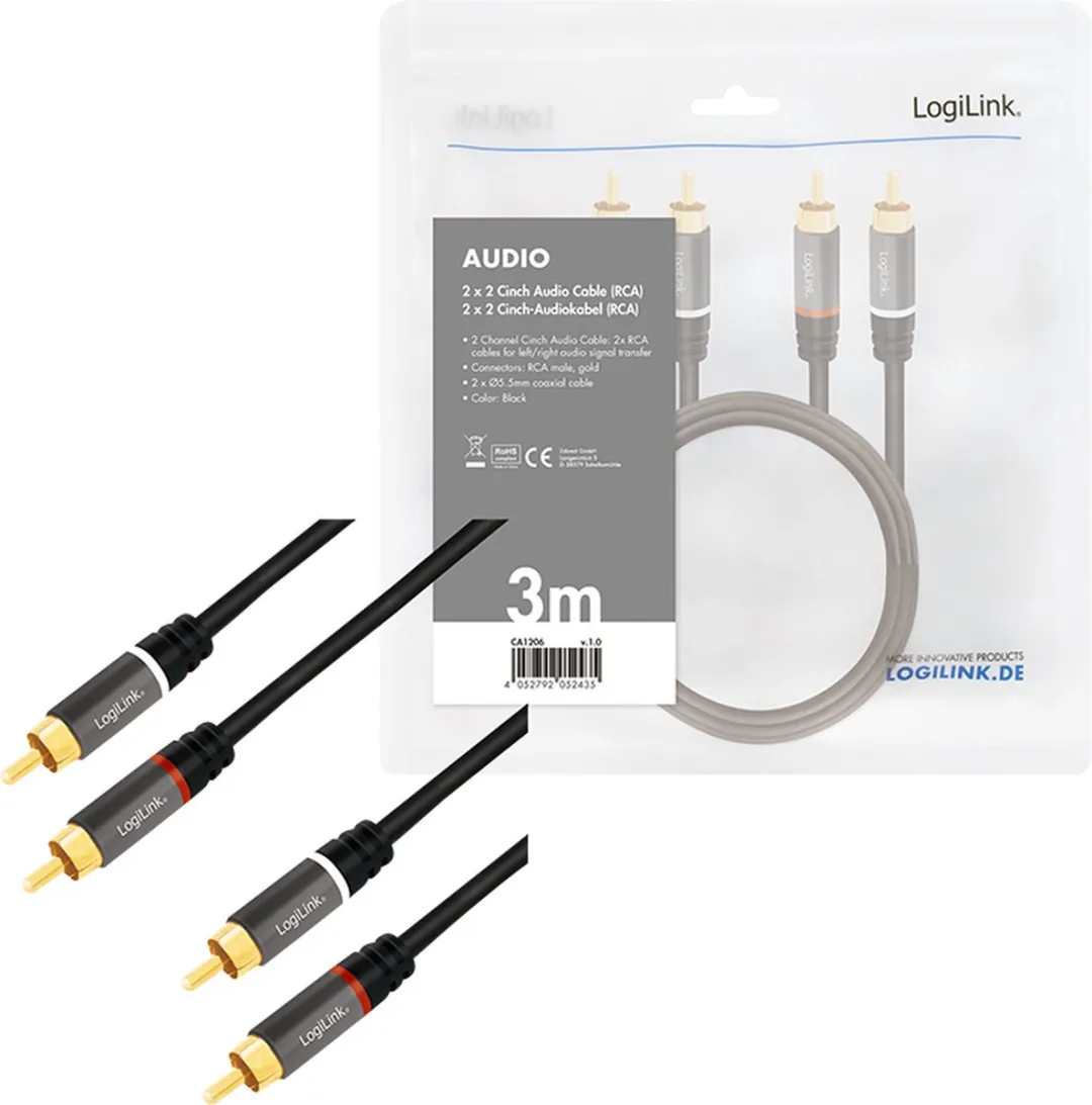 Logilink CA1206 Cinch Audio Kabel 3m - Zwart