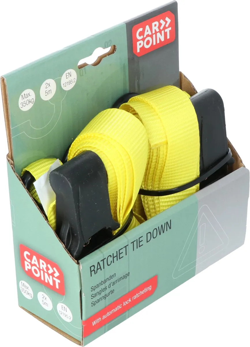 Carpoint Luxe Spanbanden 5m - 2 Stuks - 350 kg - Geel