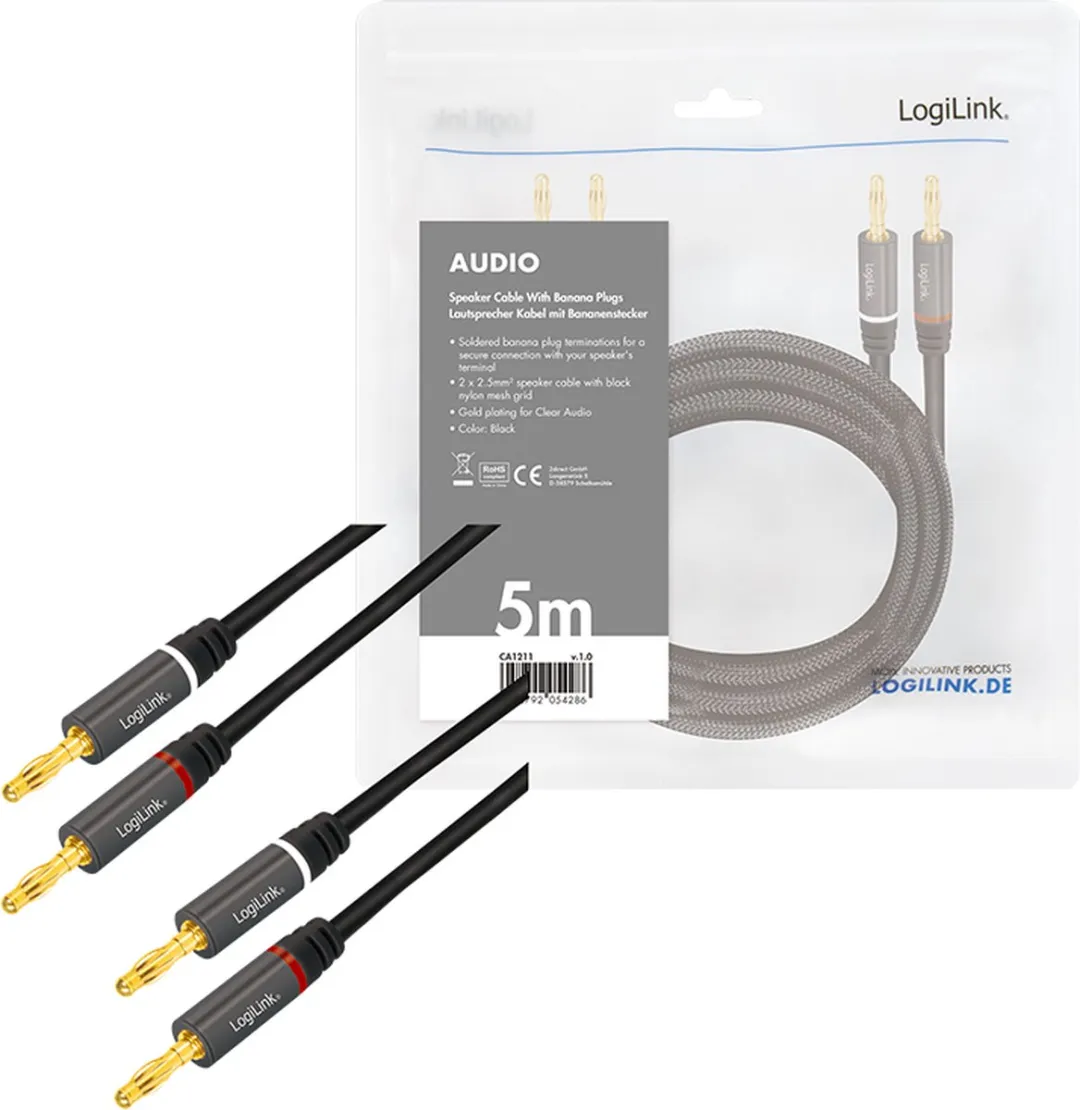 Logilink CA1211 Audiokabel 5m - Zwart - afbeelding 6 van 6