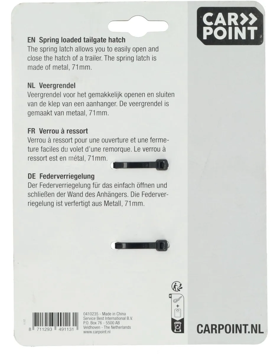 Carpoint Veergrendel 71mm - Ø11cm - Zilver