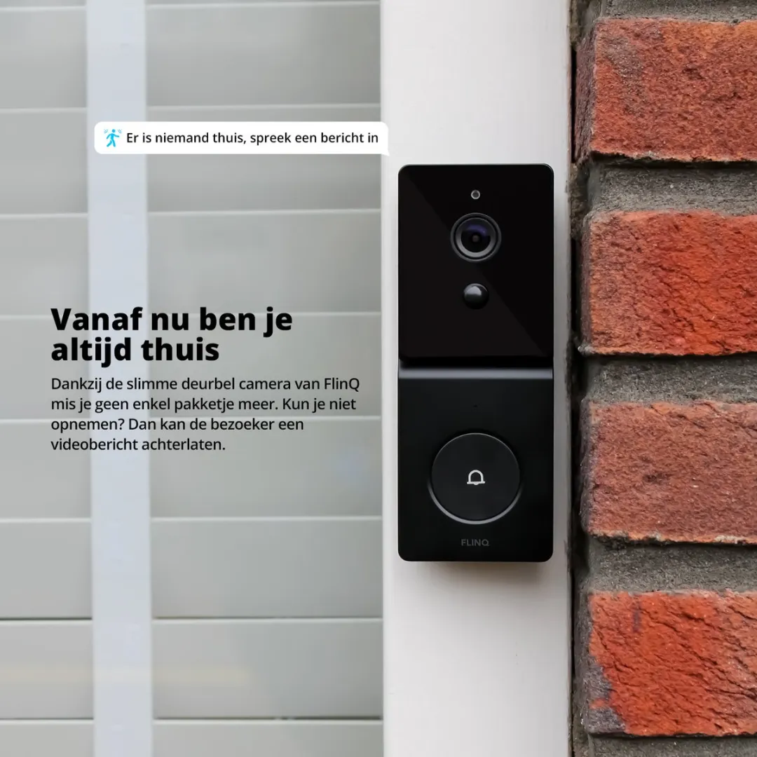 FlinQ Slimme Deurbel - Deurbel Draadloos - Deurbel met Camera - Incl Gong - 1080P HD - Zwart