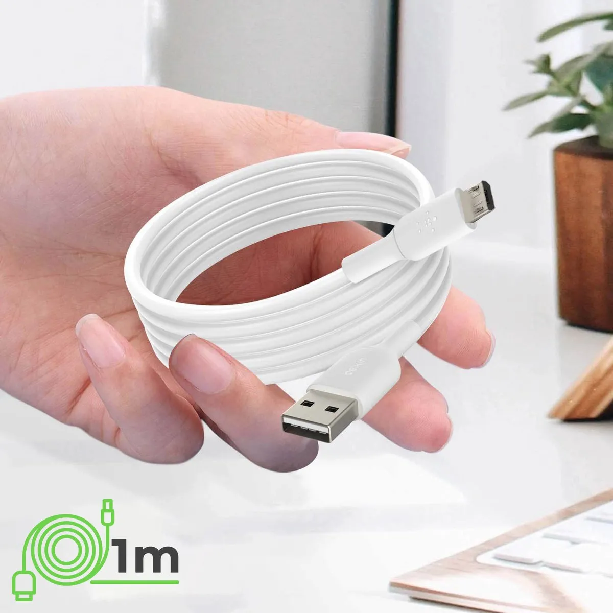 Belkin CAB005bt1MWH Micro-USB naar USB-kabel 1m - Wit
