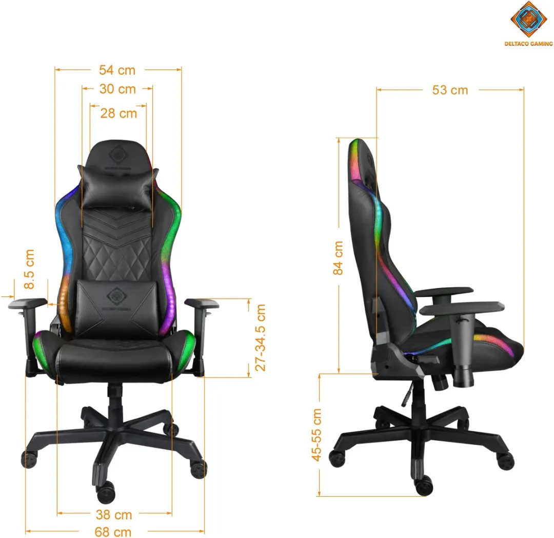 Deltaco DC410 Gamestoel GAM-080 - RGB - Zwart