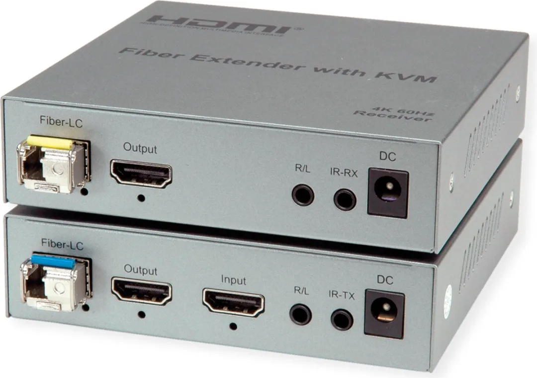 Roline KVM Glasvezel Verlenger HDMI 4K - 2x USB 2.0 - 20 km