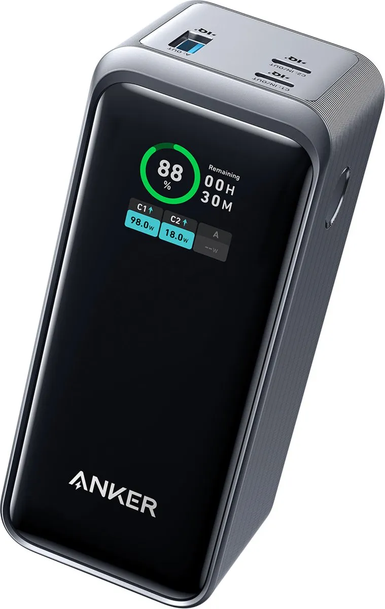 Anker Prime A1336011 Powerbank 20.000mAh - 200W - 2x USB-C - Zwart