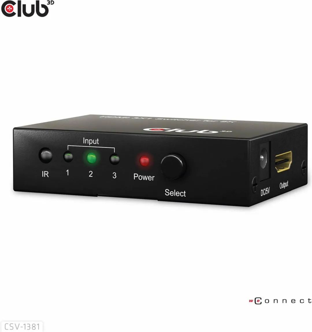 Club3D CSV-1381 HDMI Switch 3x1 - 8K60Hz/4K120Hz
