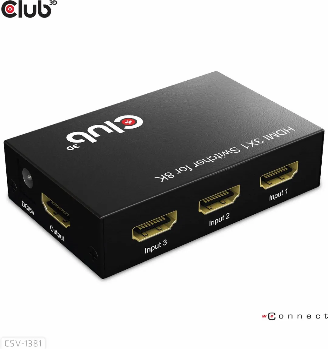 Club3D CSV-1381 HDMI Switch 3x1 - 8K60Hz/4K120Hz