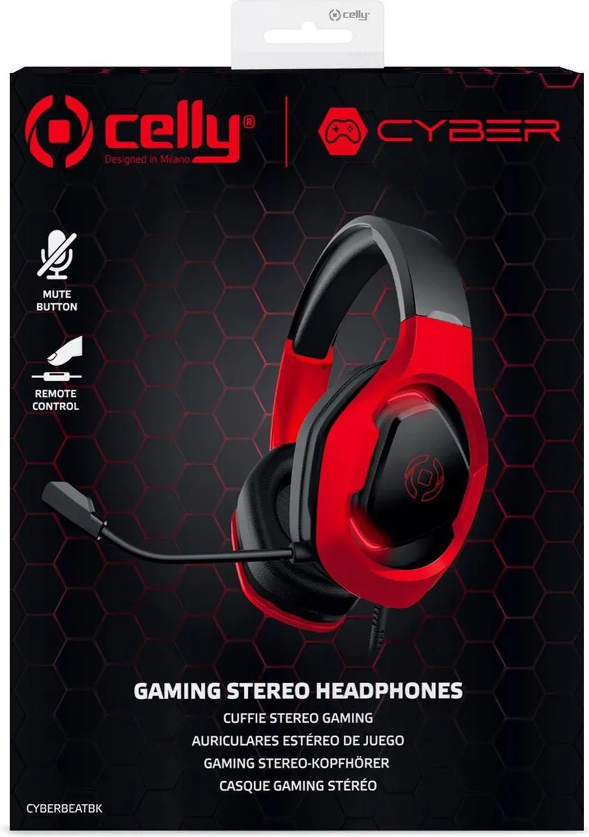 Celly CyberBeat Gaming Headset CYBERBEATBK - Rood/Zwart
