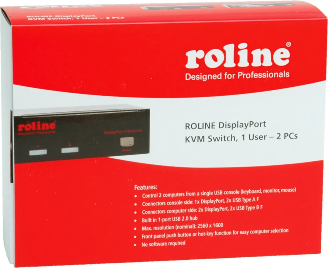 Roline DisplayPort USB 2.0 KVM Switch 2 PC