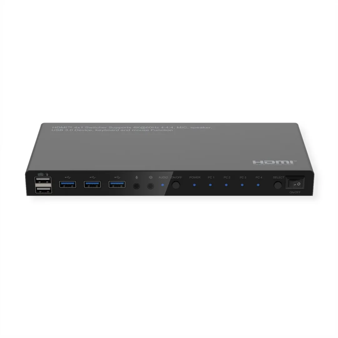 Roline KVM-switch HDMI 4K USB 4-pc's