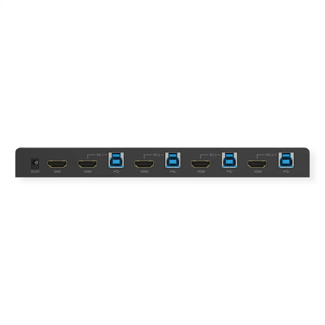 Roline KVM-switch HDMI 4K USB 4-pc's - 3-poorts USB-hub