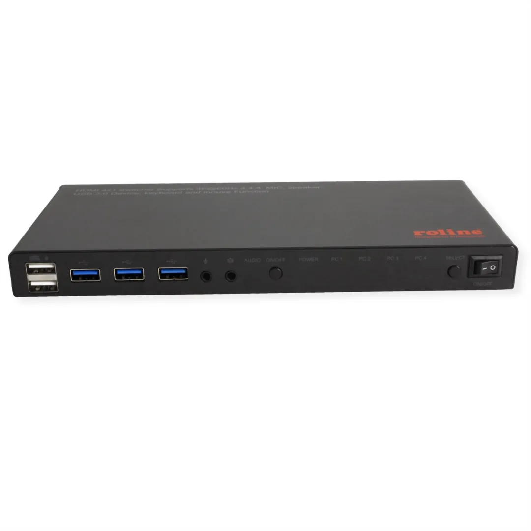 Roline KVM-switch HDMI 4K USB 4-pc's - 3-poorts USB-hub