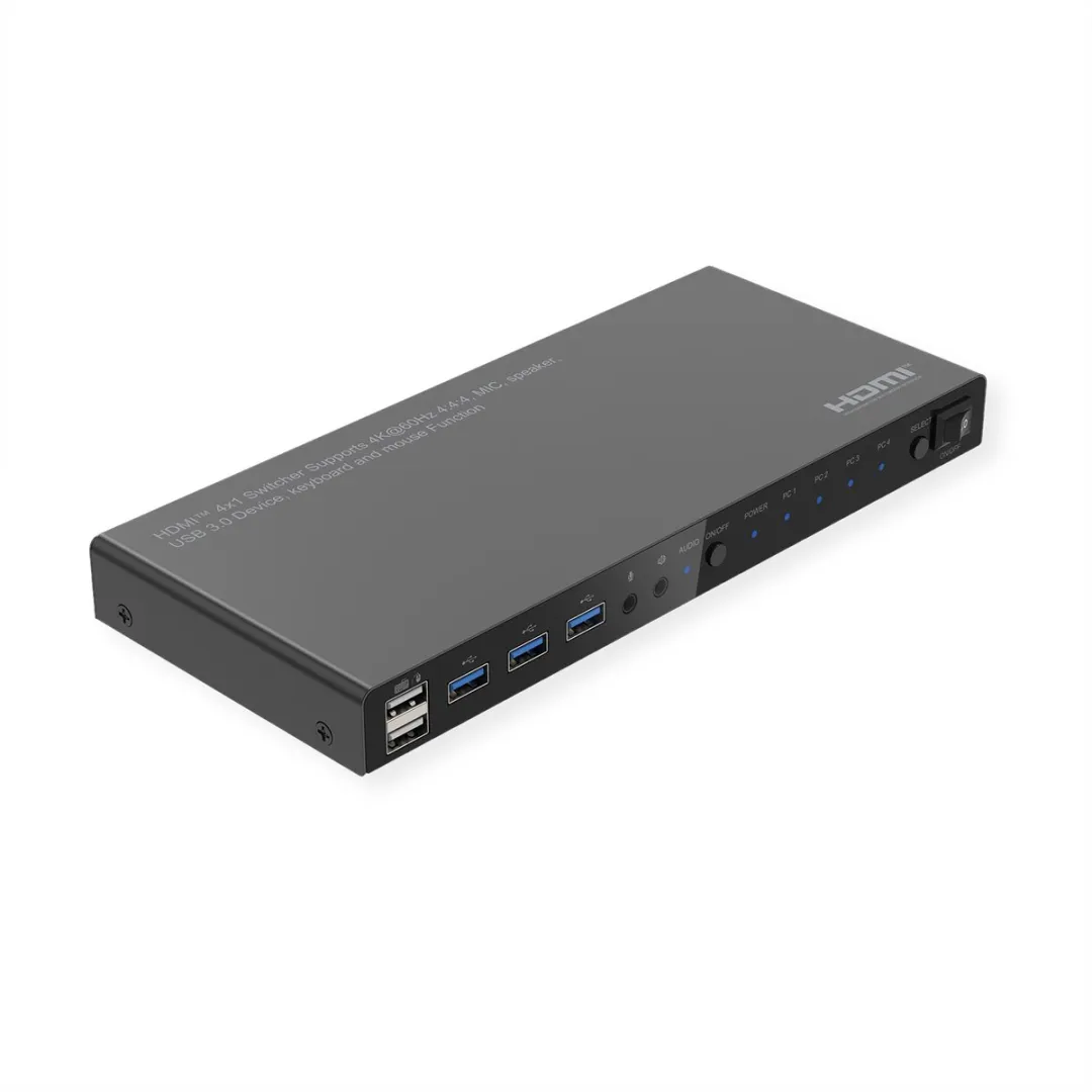 Roline KVM-switch HDMI 4K USB 4-pc's - 3-poorts USB-hub - afbeelding 6 van 6