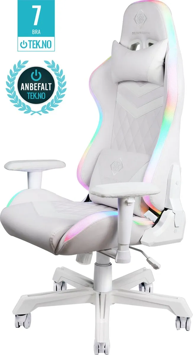 Deltaco WCH90 Gamestoel GAM-080-W - RGB - Wit