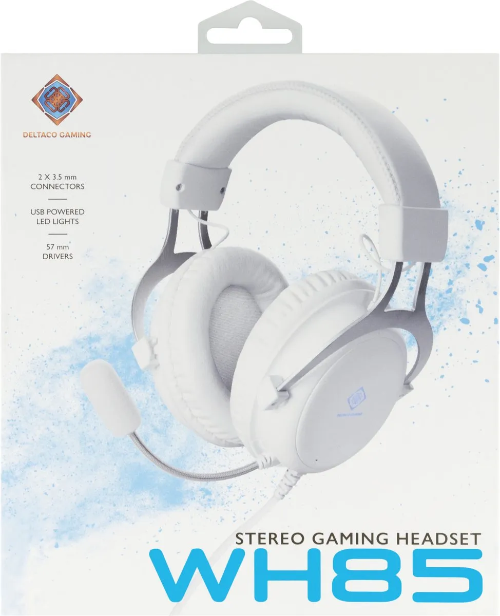 Deltaco WH85 Gaming Headset - Wit - GAM-030-W