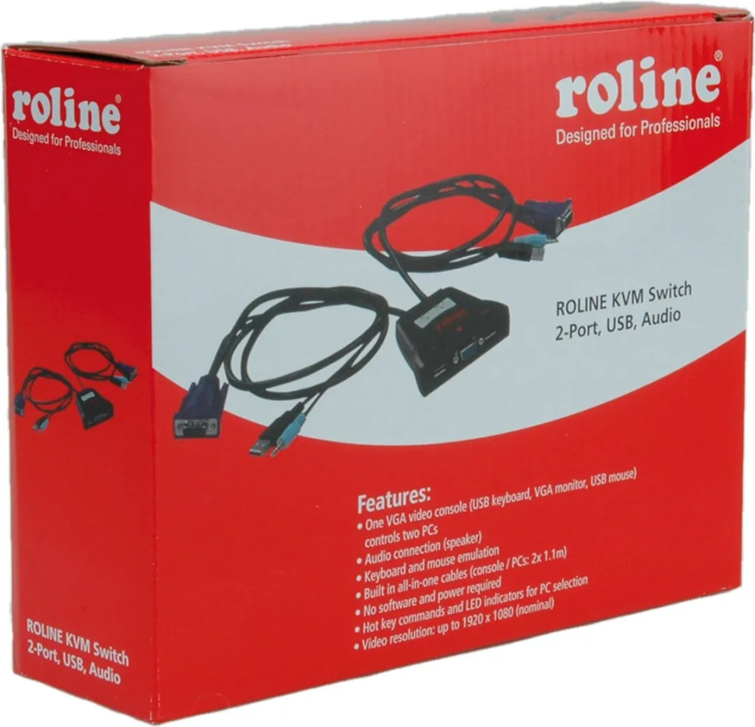 Roline Star KVM Switch VGA USB Audio - 2 Poorten