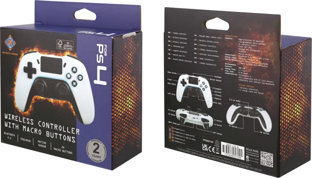 Deltaco GAM-139-W Draadloze Controller PS4 - Wit