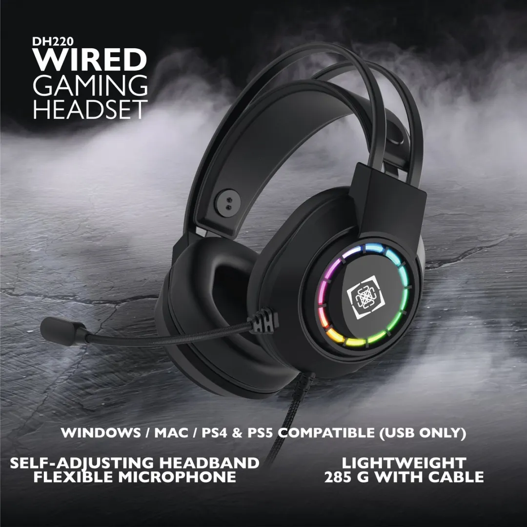 Deltaco Gaming DH220 USB Gaming Headset - Stereo - RGB verlichting - Zwart