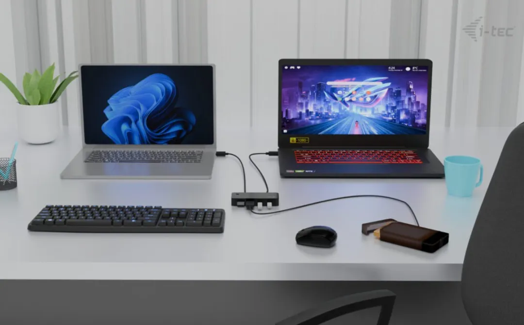 I-tec CAKVMHUB2A2C KVM-Schakelaar USB A naar USB-C 1m