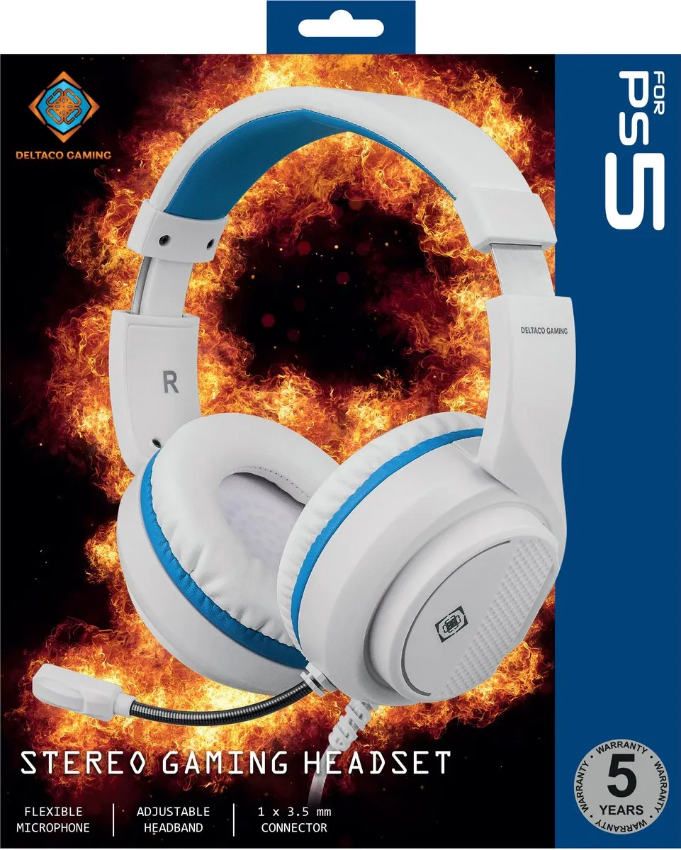 Deltaco GAM-127-W Gaming Headset - PS5 - Wit/Blauw