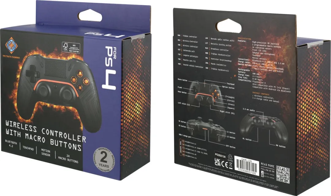 Deltaco GAM-139 Draadloze Controller PS4 - 600mAh - Zwart
