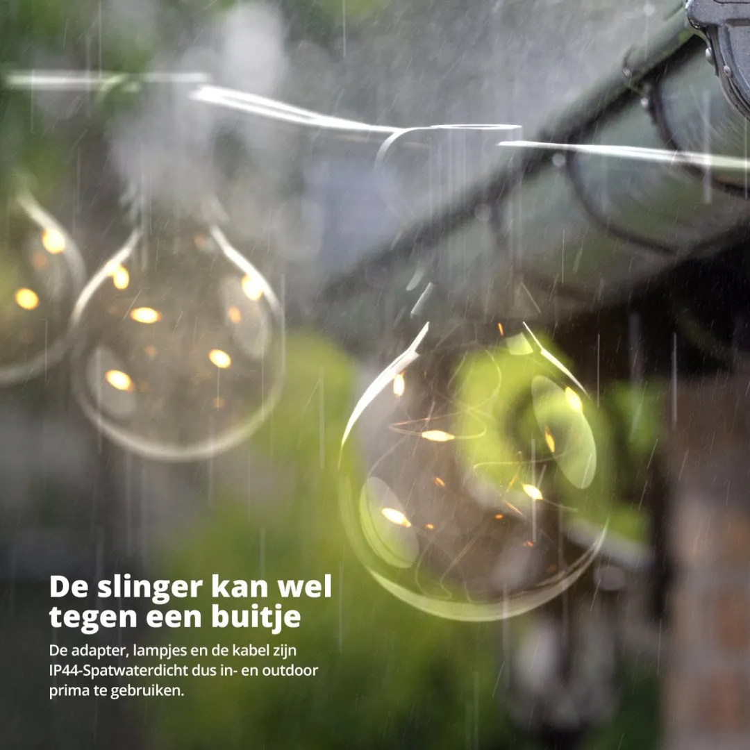 FlinQ Solar Lichtslinger - Lichtsnoer buiten - Lichtsnoer - Zonne-energie - Zwart