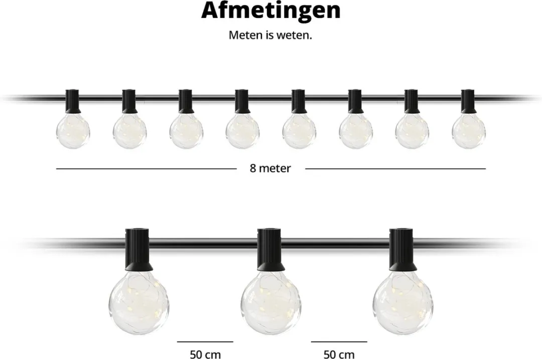 FlinQ Solar Lichtslinger - Lichtsnoer buiten - Lichtsnoer - Zonne-energie - Zwart