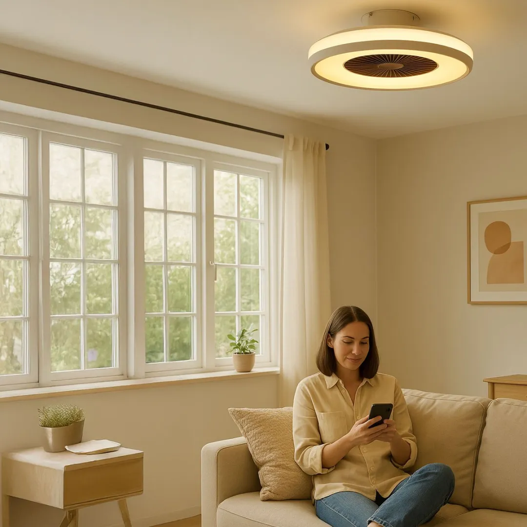 FlinQ LumiFan XL Plafondventilator Ø60cm - 6 Standen - Zwart