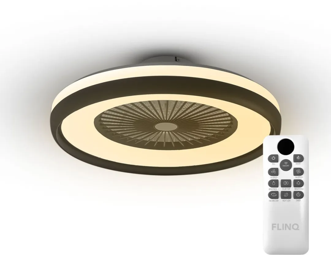 FlinQ LumiFan XL Plafondventilator Ø60cm - 6 Standen - Zwart