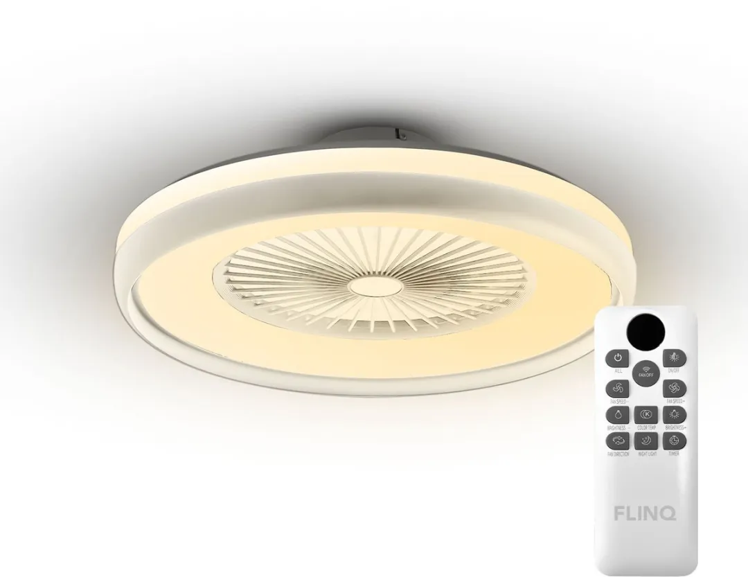 FlinQ LumiFan XL Plafondventilator Ø60cm - 6 Standen - Zwart