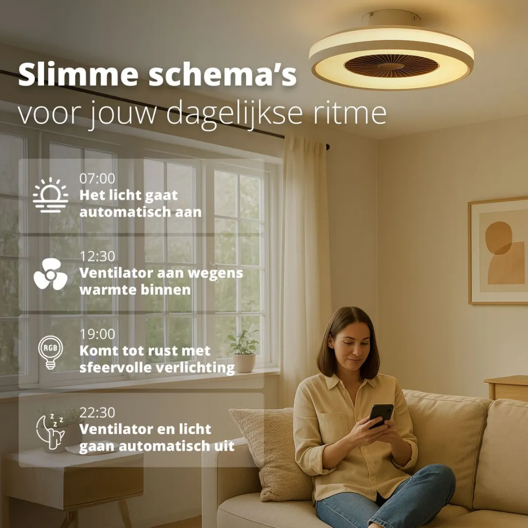FlinQ LumiFan XL Plafondventilator Ø60cm - 5 Bladen - 16M Kleuren