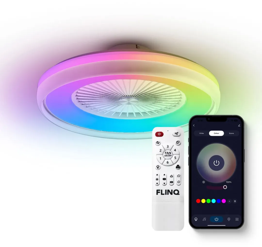 FlinQ LumiFan XL Plafondventilator Ø60cm - 5 Bladen - 16M Kleuren