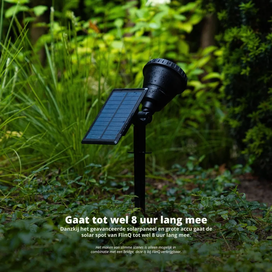 FlinQ Smart Outdoor Solar Grondspot RGB/Wit - 1W - Zwart