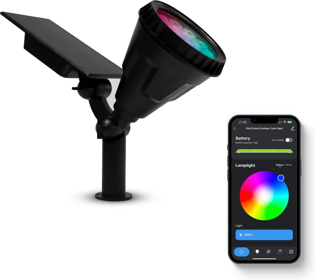 FlinQ Smart Outdoor Solar Grondspot RGB/Wit
