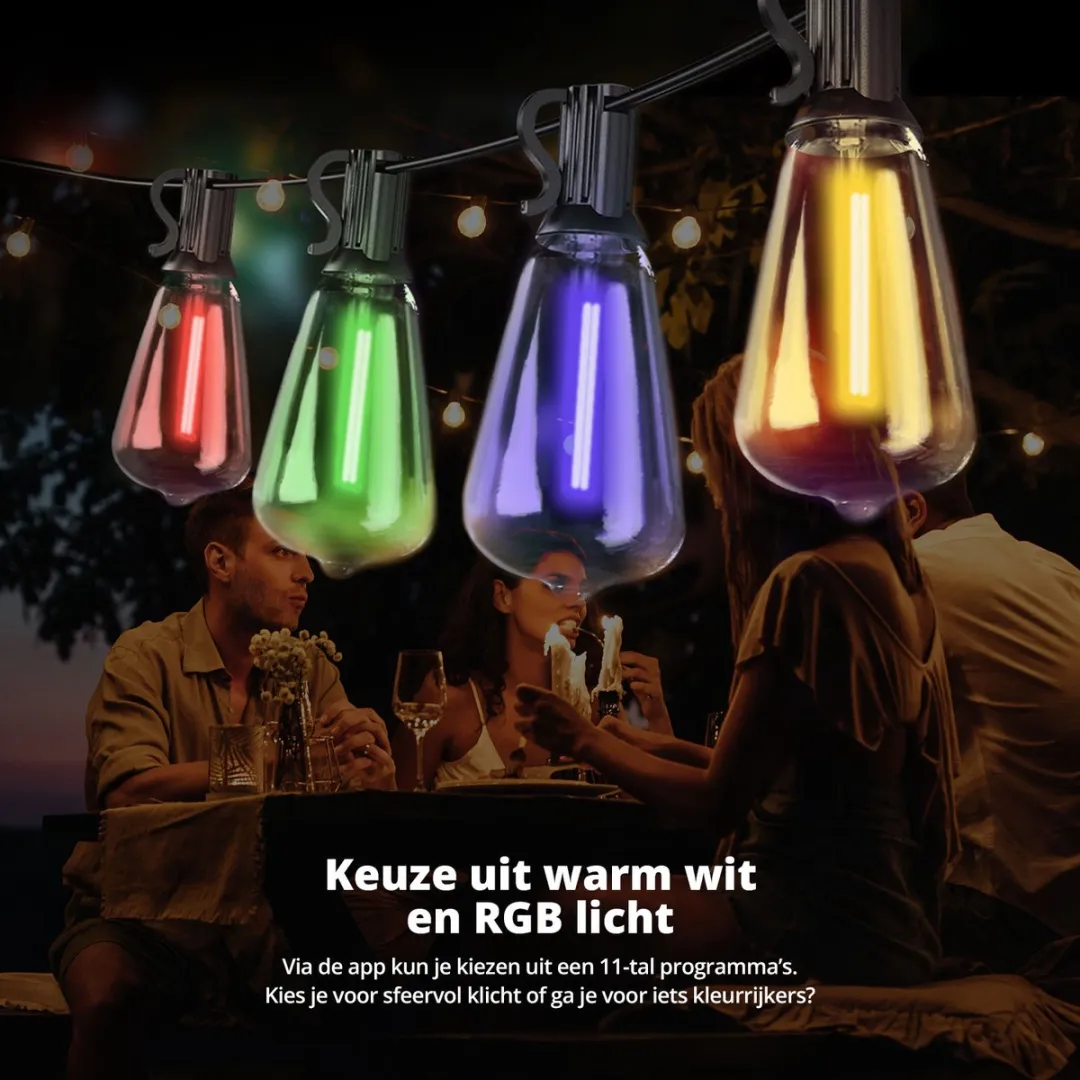 FlinQ Smart Lichtsnoer Premium RGB 15m - 16 Lampjes